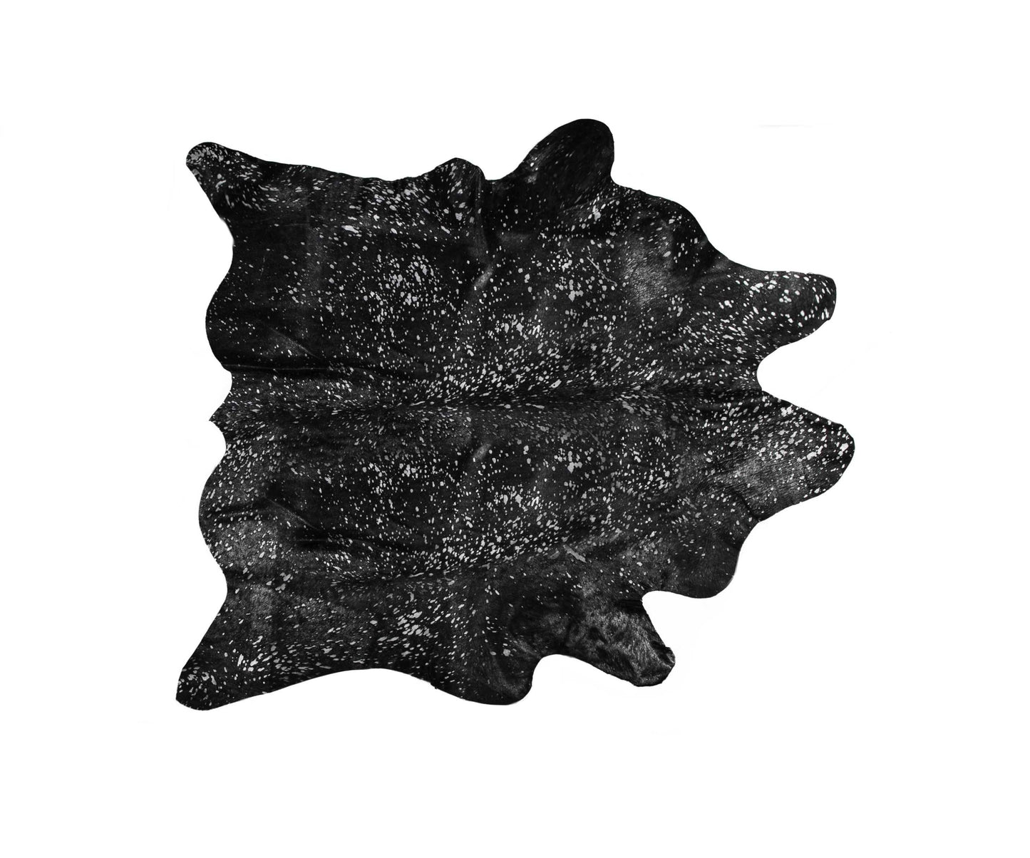 Black And Silver Genuine Cowhide Area Rug