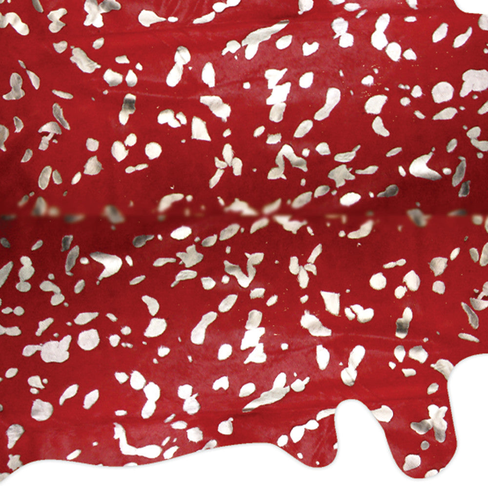 72" x 84" Red and Silver Cowhide - Area Rug