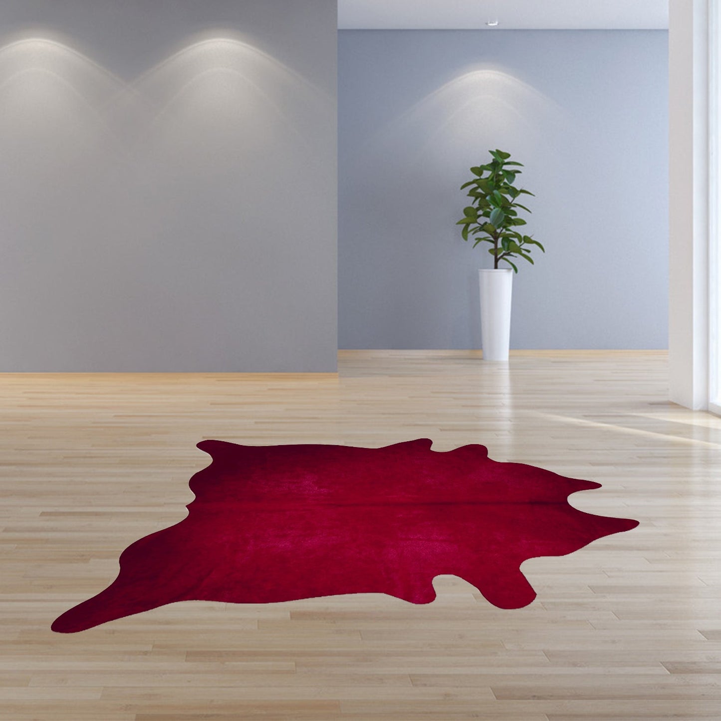 72" x 84" Burgundy Cowhide Rug