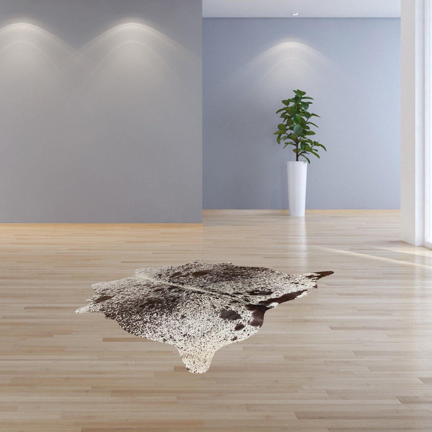 60" x 84" White Chocolate Cowhide Rug