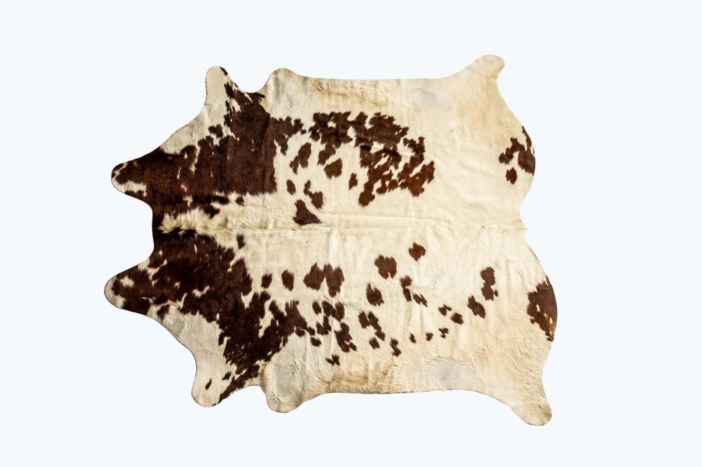 72" x 84" White and Brown Cowhide Rug