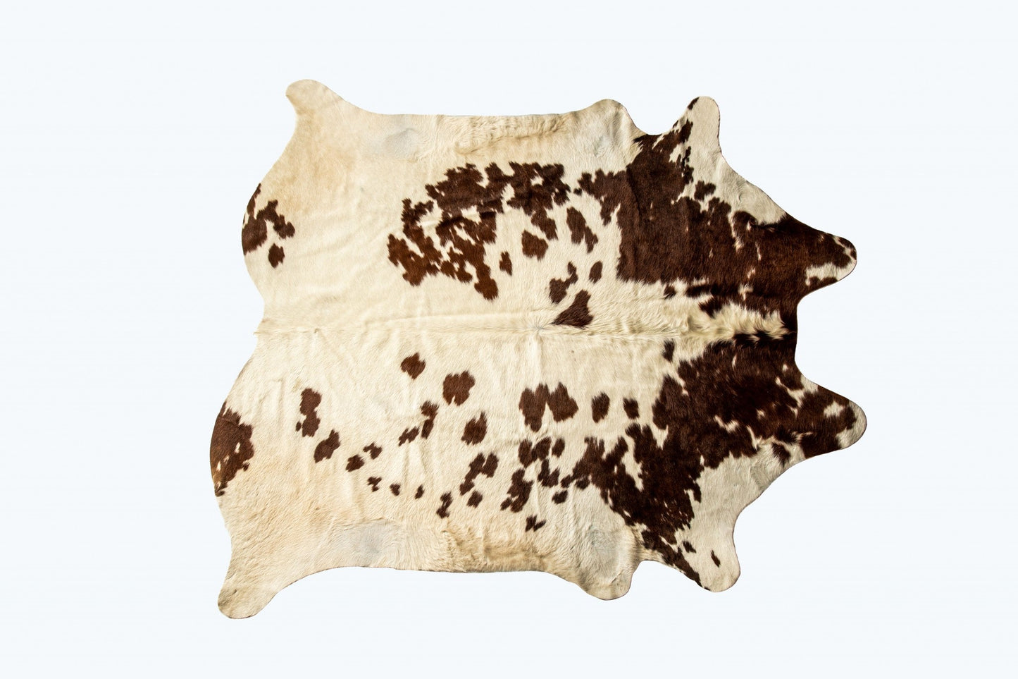 72" x 84" White and Brown Cowhide Rug