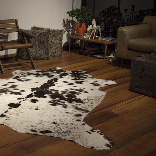 72" x 84" White Chocolate Cowhide Rug