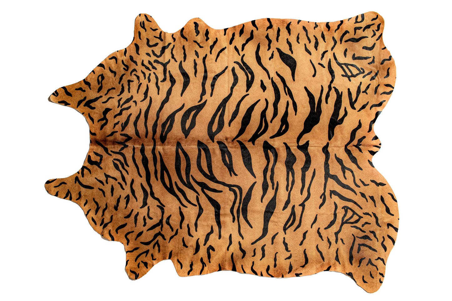 72" x 84" Tiger Black on Natural Cowhide Rug