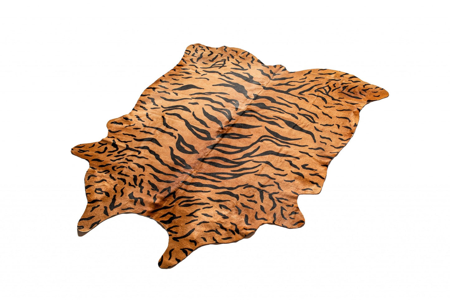 72" x 84" Tiger Black on Natural Cowhide Rug